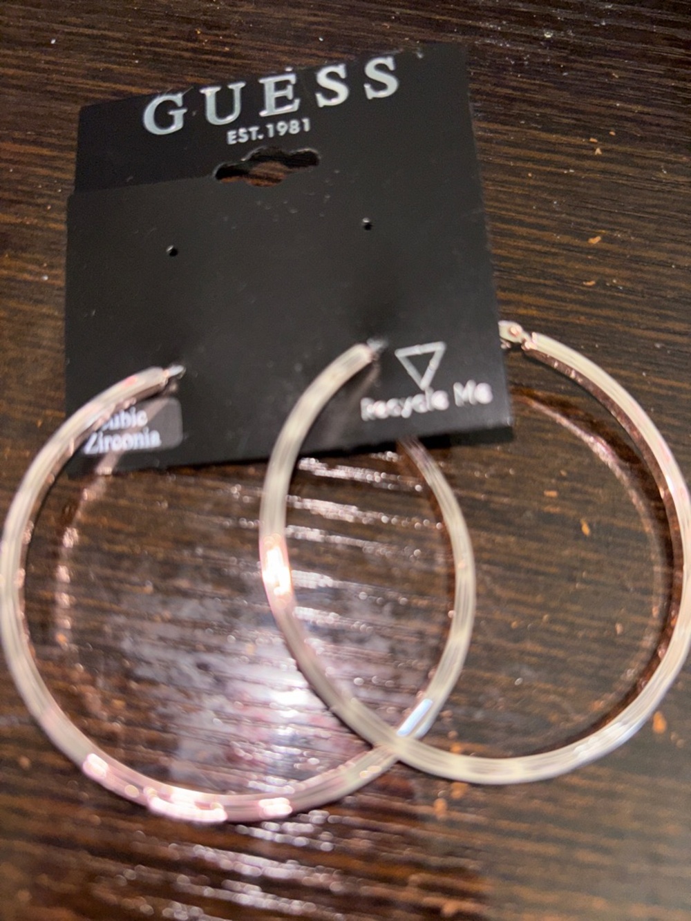 GUESS Rose Gold Hoop Earrings - Textured Finish